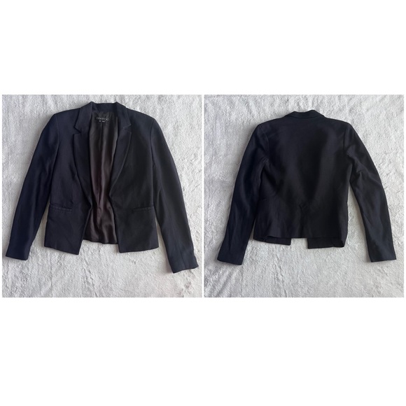 Theory Lanai Urban Blazer Open Front Suit Tailored Jacket Stretch Wool Black 00 - Picture 3 of 12